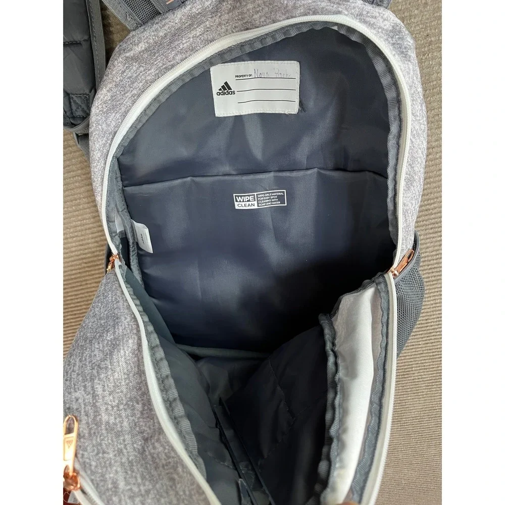 Adidas Prime Backpack Grey Heather Rose Gold Zipper LoadSpring Straps School Bag